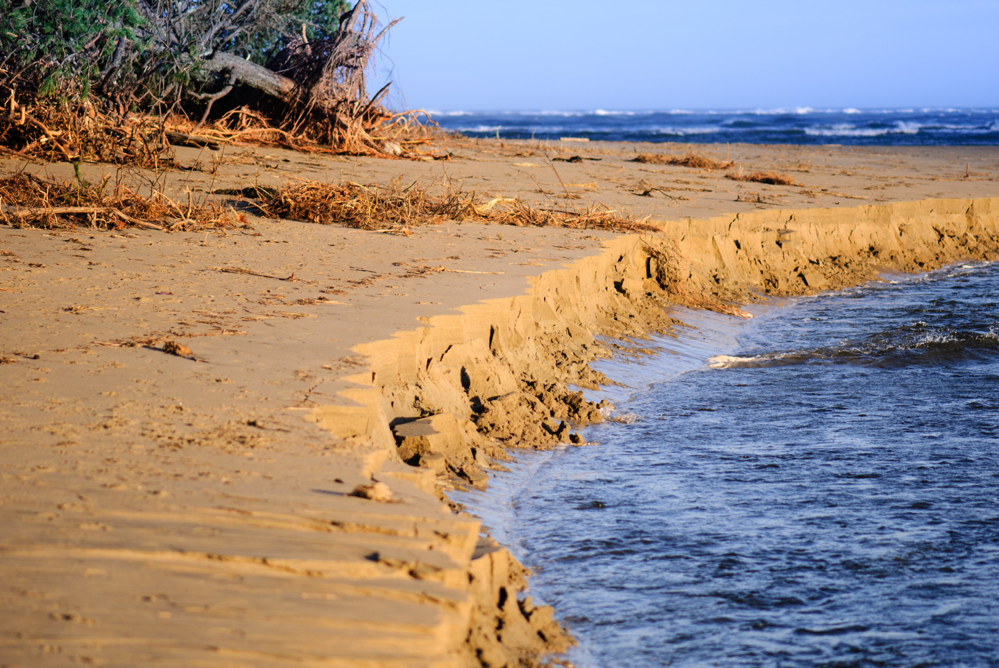 Sand eroded at Popham Beach, Maine