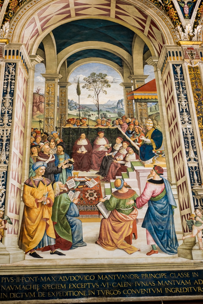 One of the panels in the Piccolomini Library