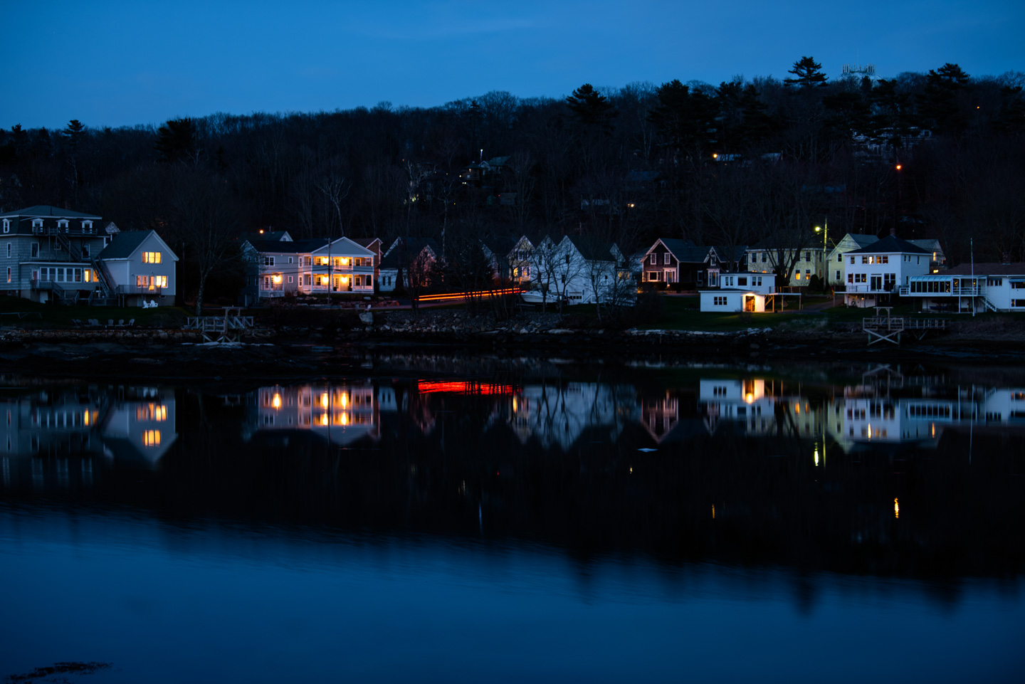 Boothbay Harbor in evening