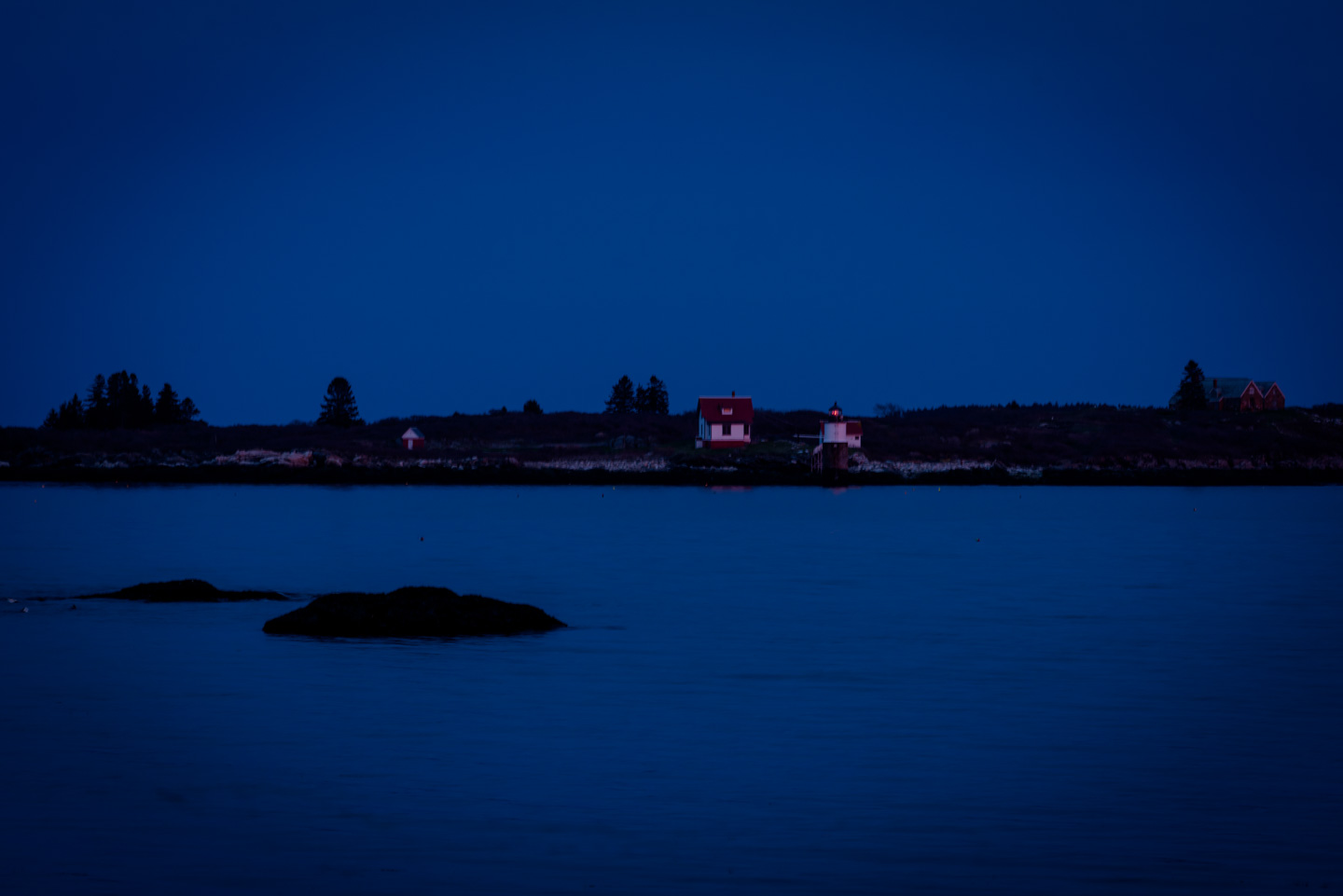 Ram Island Lighthouse at night