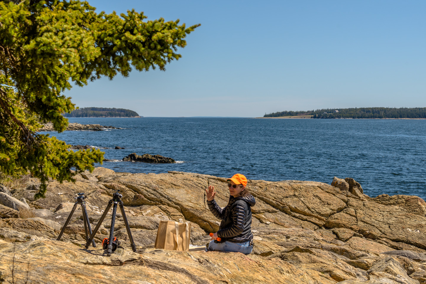 Anne having lunch on the rocks