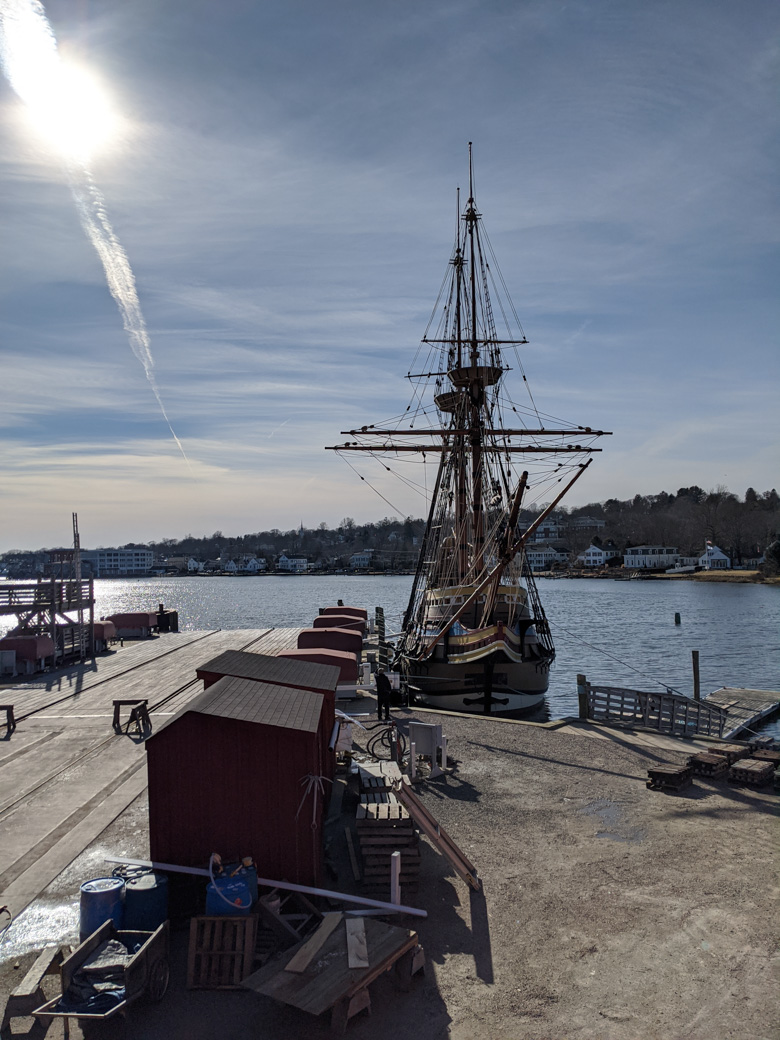 Mayflower II in the water in Mystic