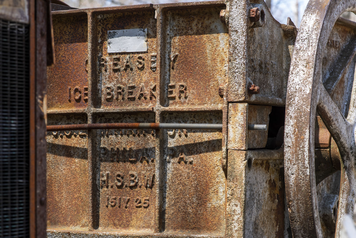 close-up of ice crushing machine
