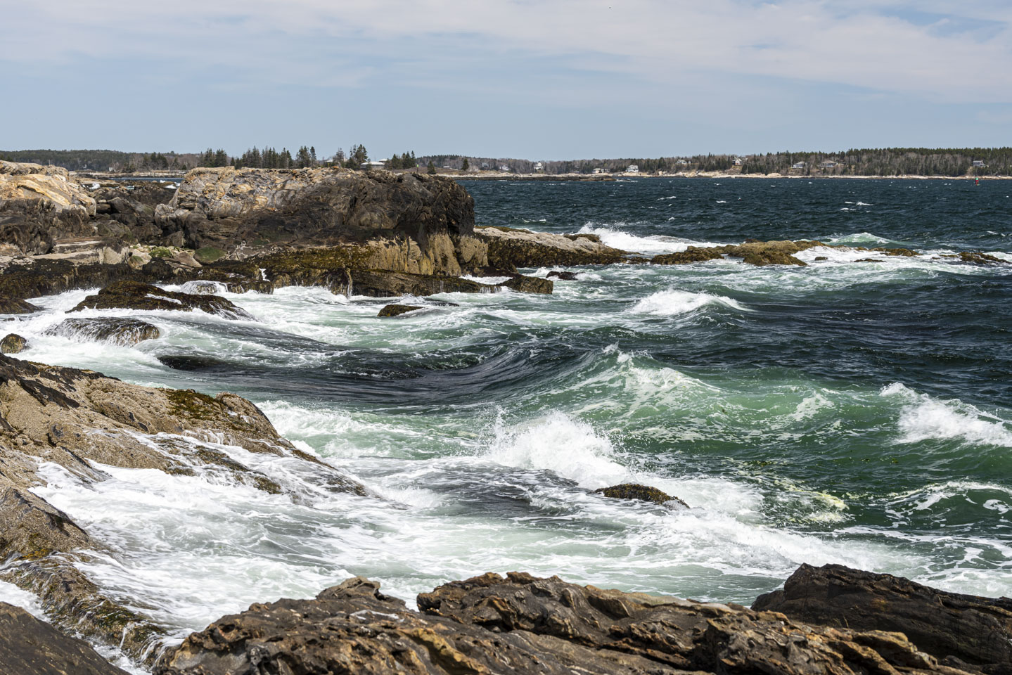 waves at Ocean Point showing intense sea-green color