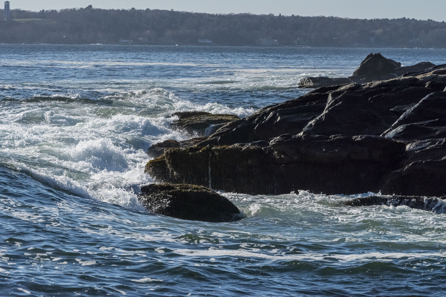 Near Pemaquid with a wave swell coming in from the left