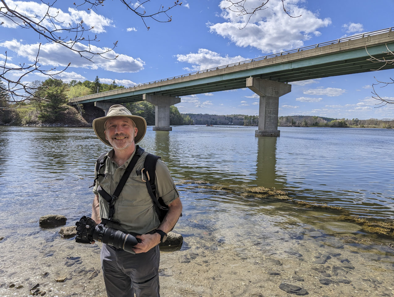 Paul in front of a Route 1 bridge