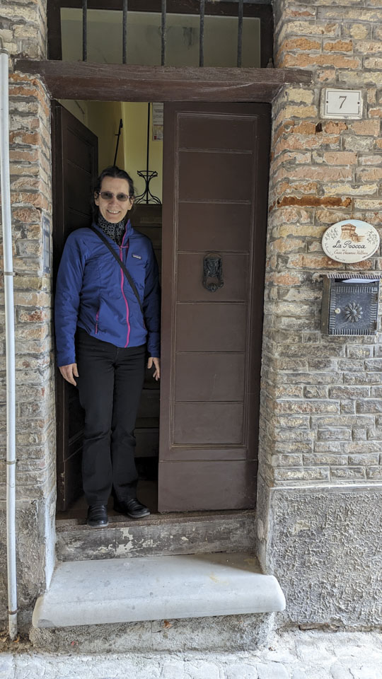 Anne in the entrance of our Airbnb