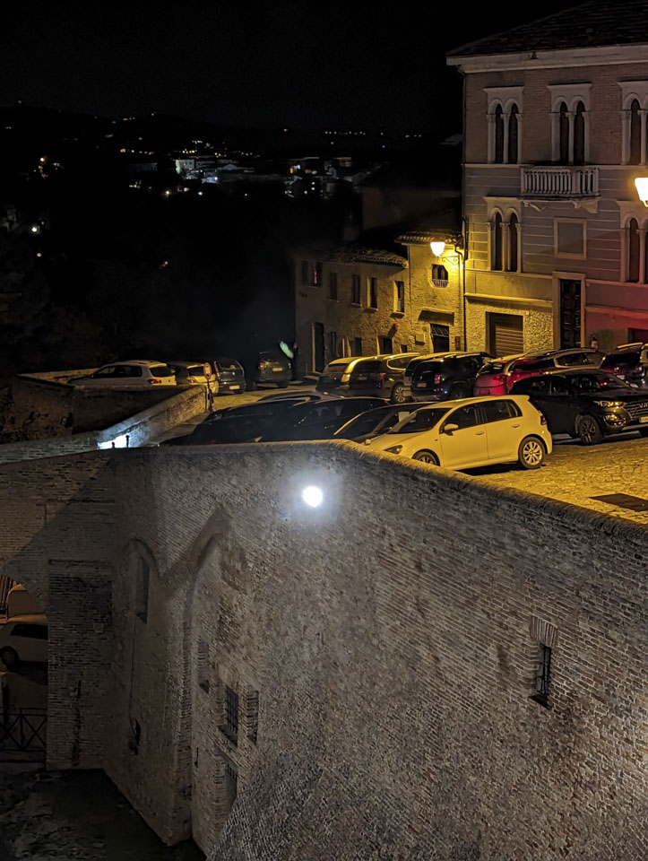 The piazza on a weekend evening, full of cars