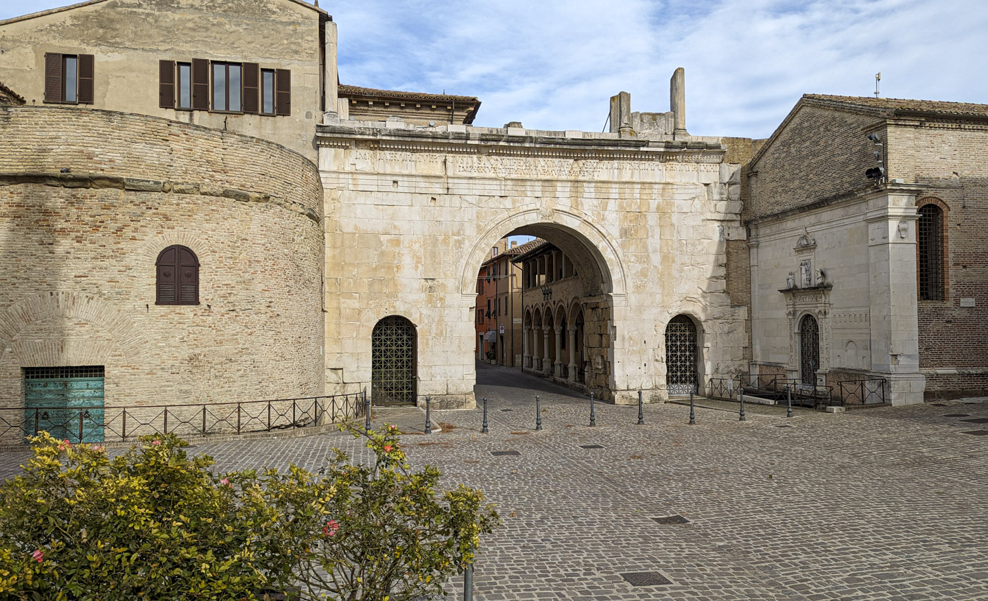A view of the Arch of Augustus from the Old Town Plaza side.