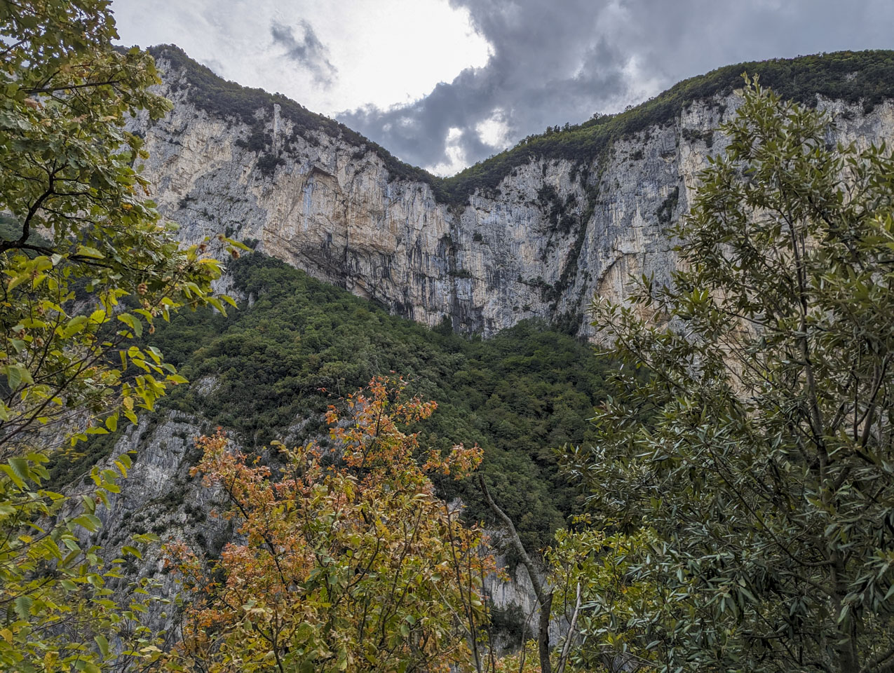 Sheer cliff walls in Frassasi Gorge, Italy