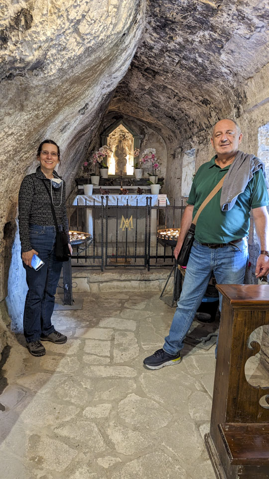 Anne and Francesco inside the sanctuary