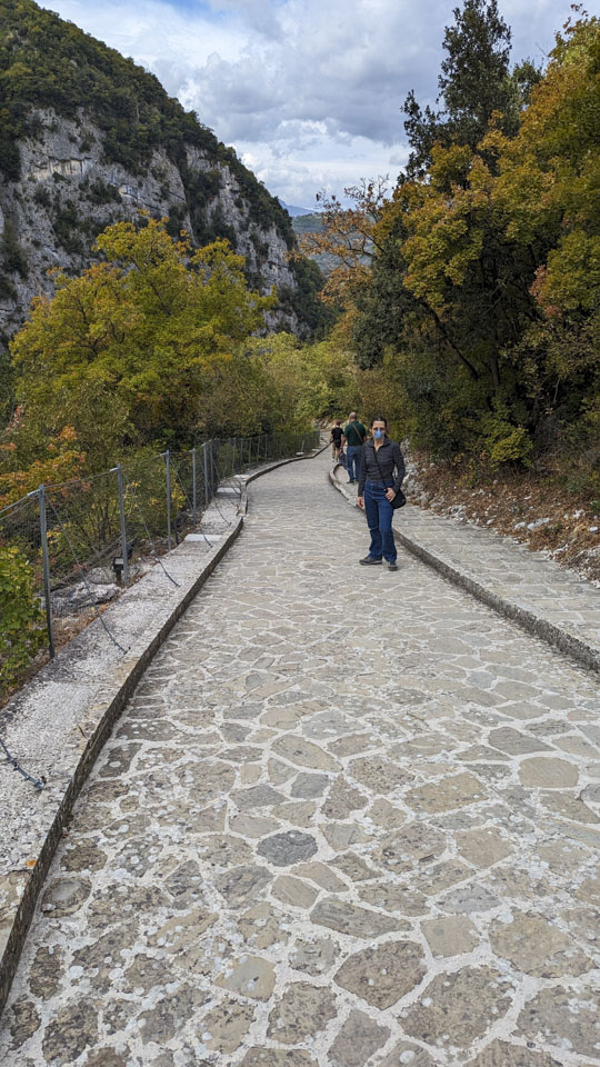 Anne on the path to and from the Madonna di Frasassi Sanctuary
