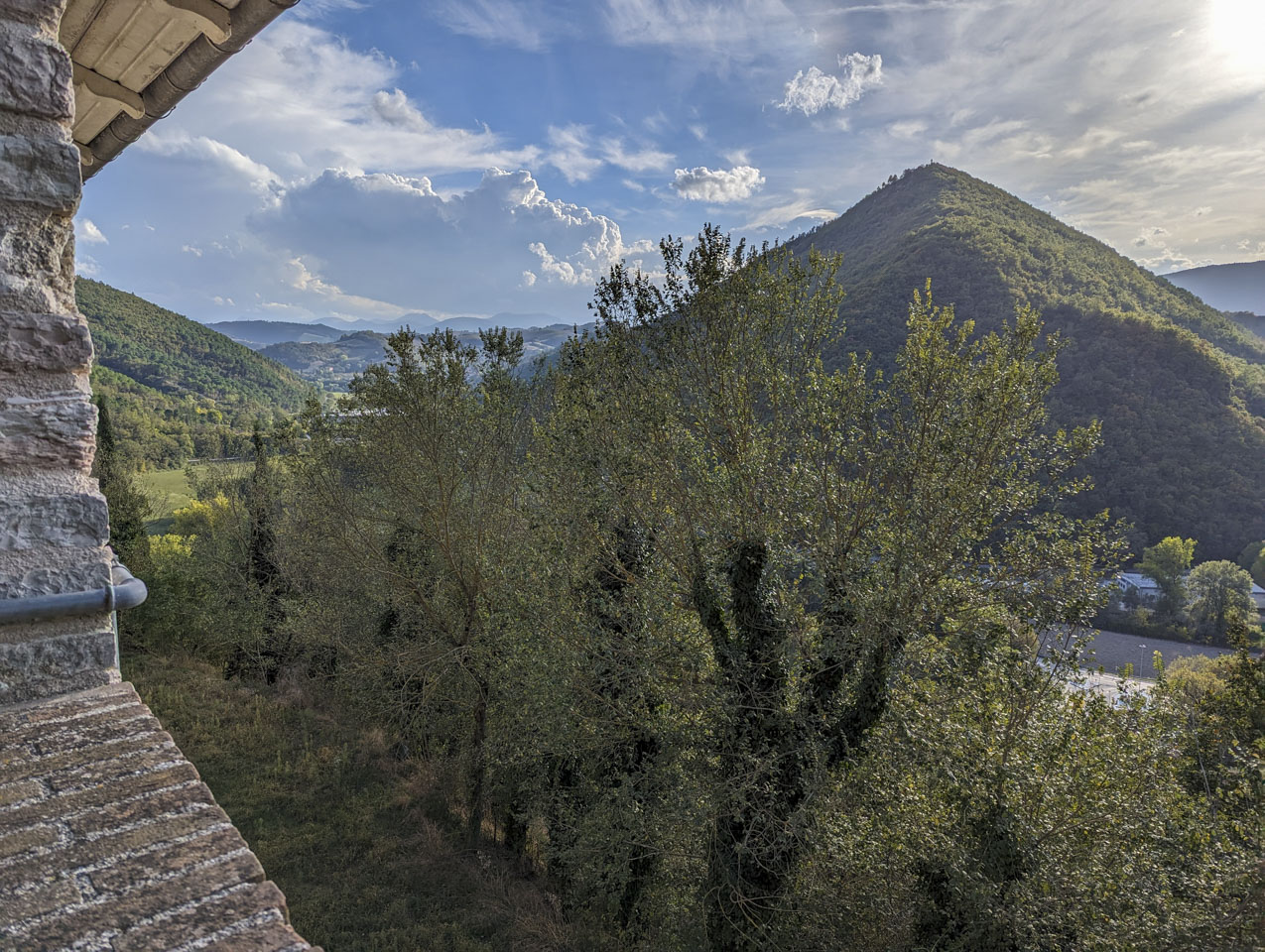 View from Genga, with a large hill in the middle