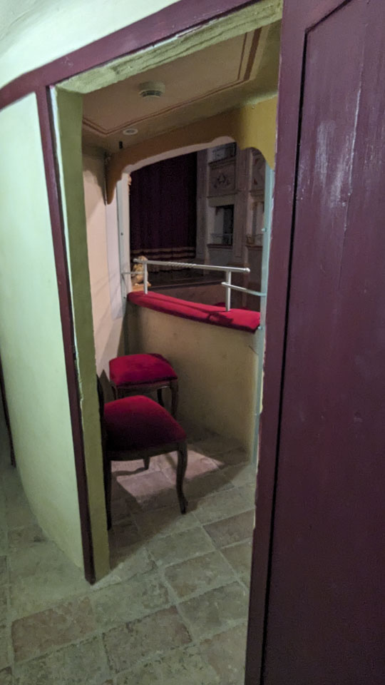 View into one of the box seating areas