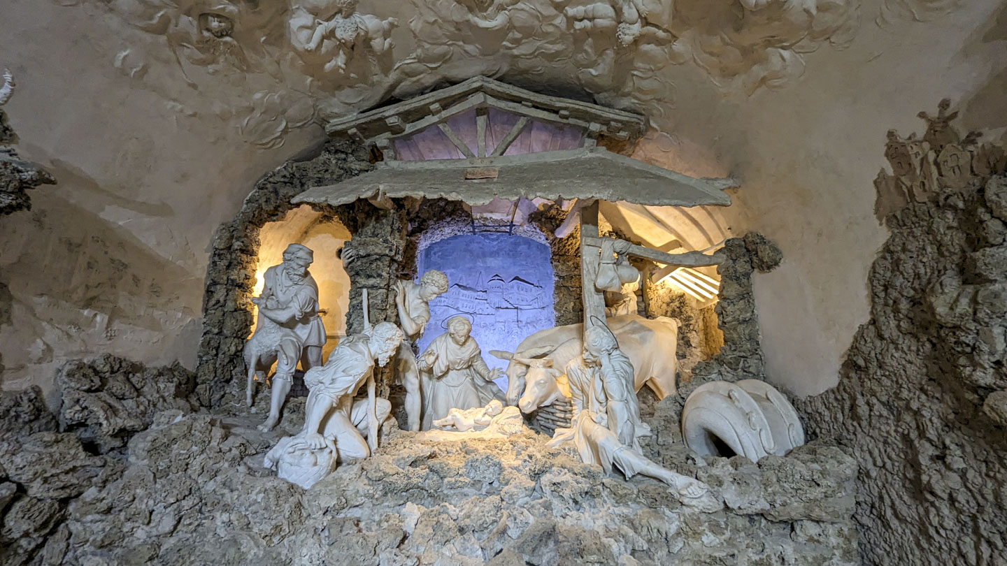 A closer view of the nativity scene, as described above.