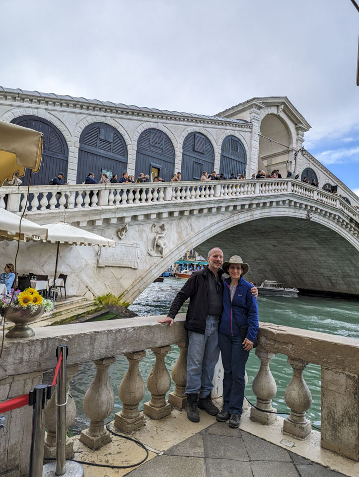 Paul and Anne with the Rialto Bridge behind them.