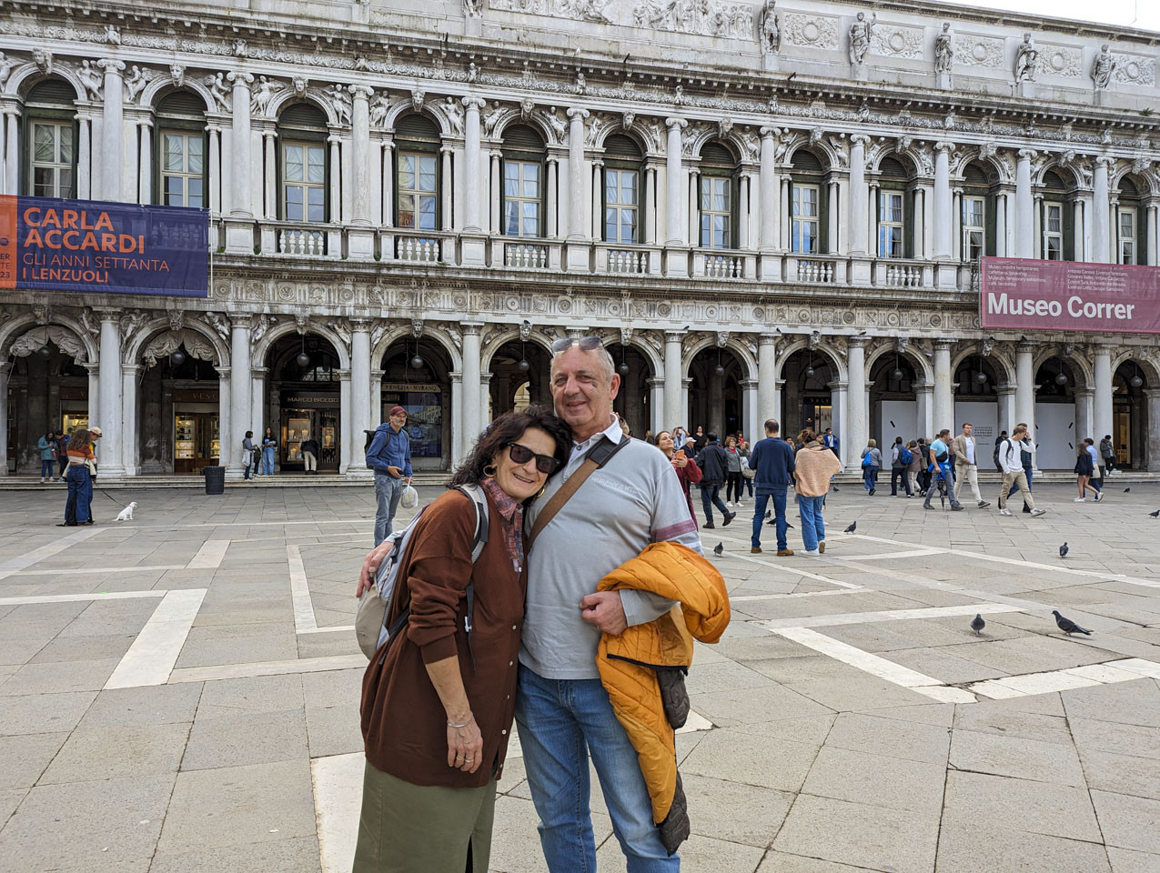 Doni and Francesco standing in the Piazza San Marco of Venice
