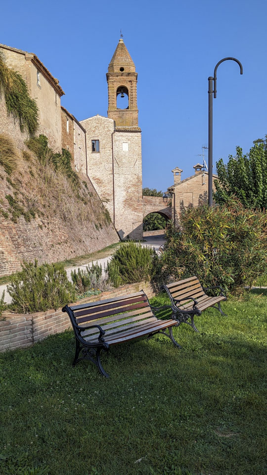 Sant'Andrea di Suasa viewed from the little park