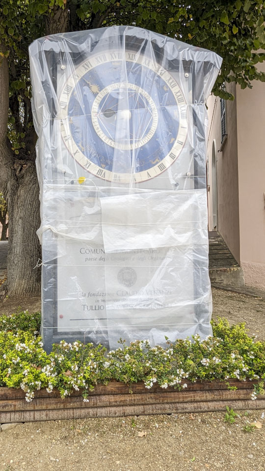 An astronomical clock covered with plastic