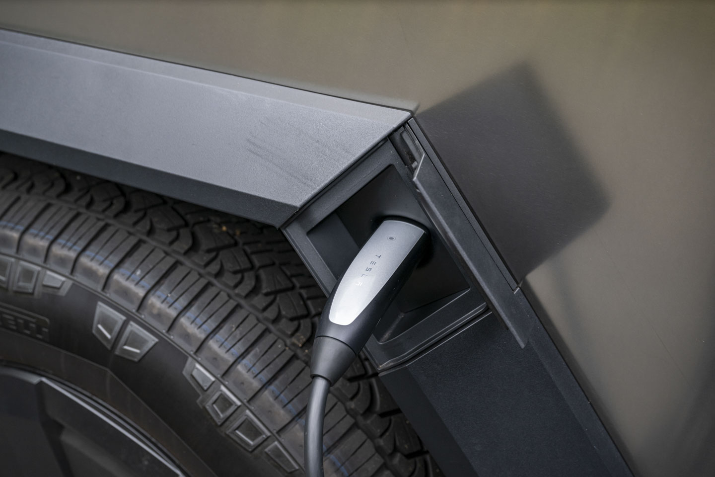 A close-up view of the charger port