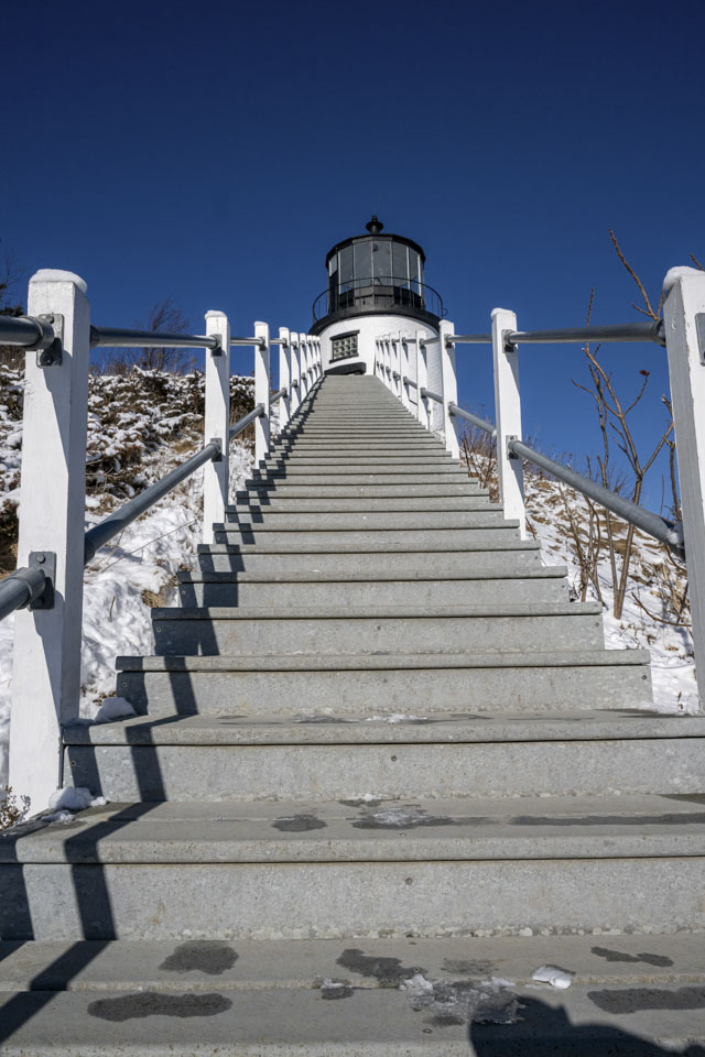 We are looking directly up the steps to the lighthouse.