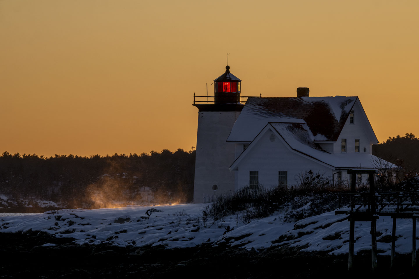 Hendricks Head lighthouse at sunset.