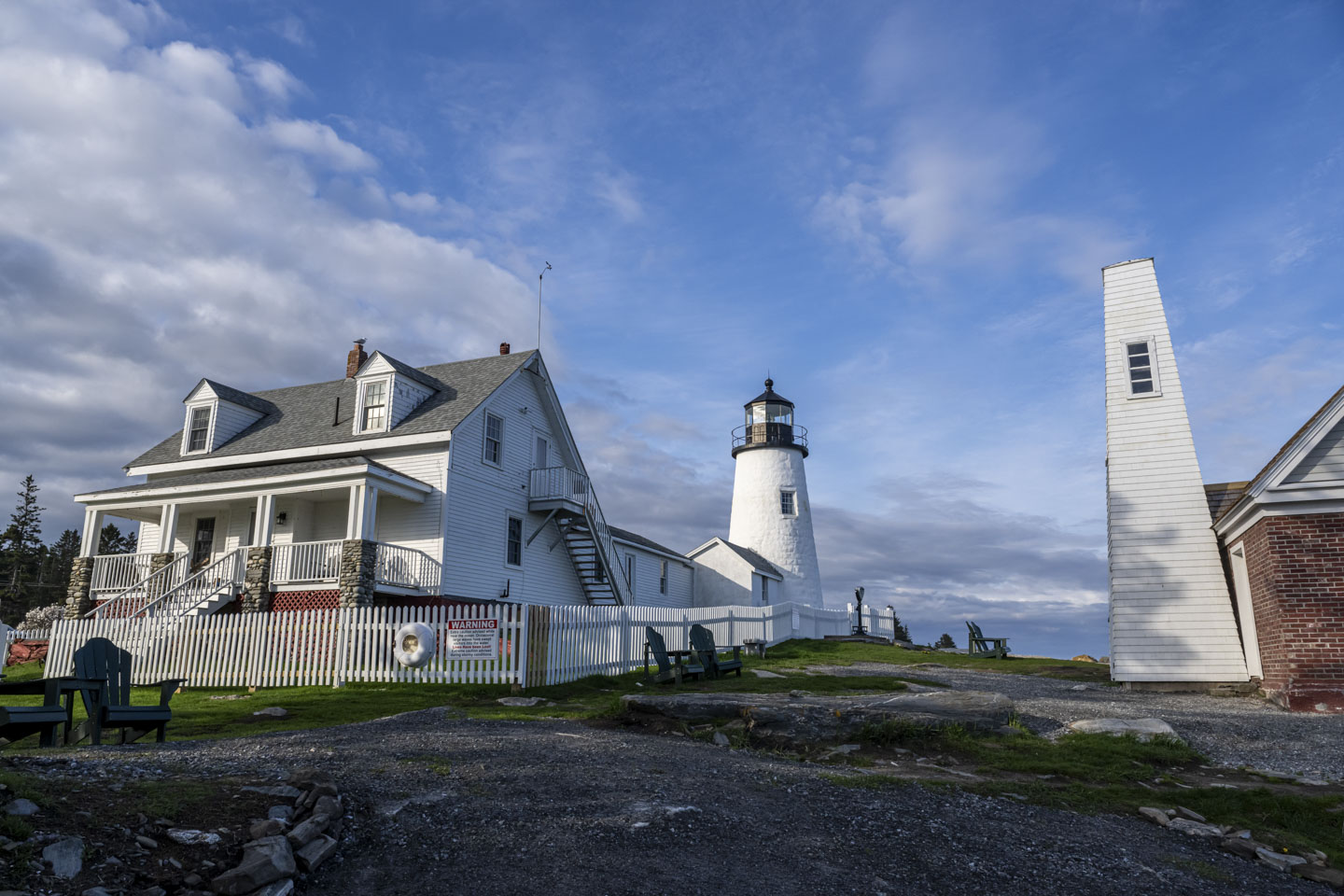 Pemaquid viewed from the back corner, with the fog house on the right.