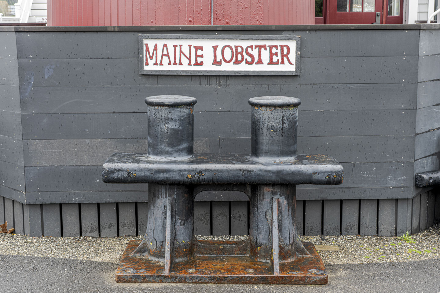 This is the same scene as from January, with a sign for Maine Lobster, but no snow.