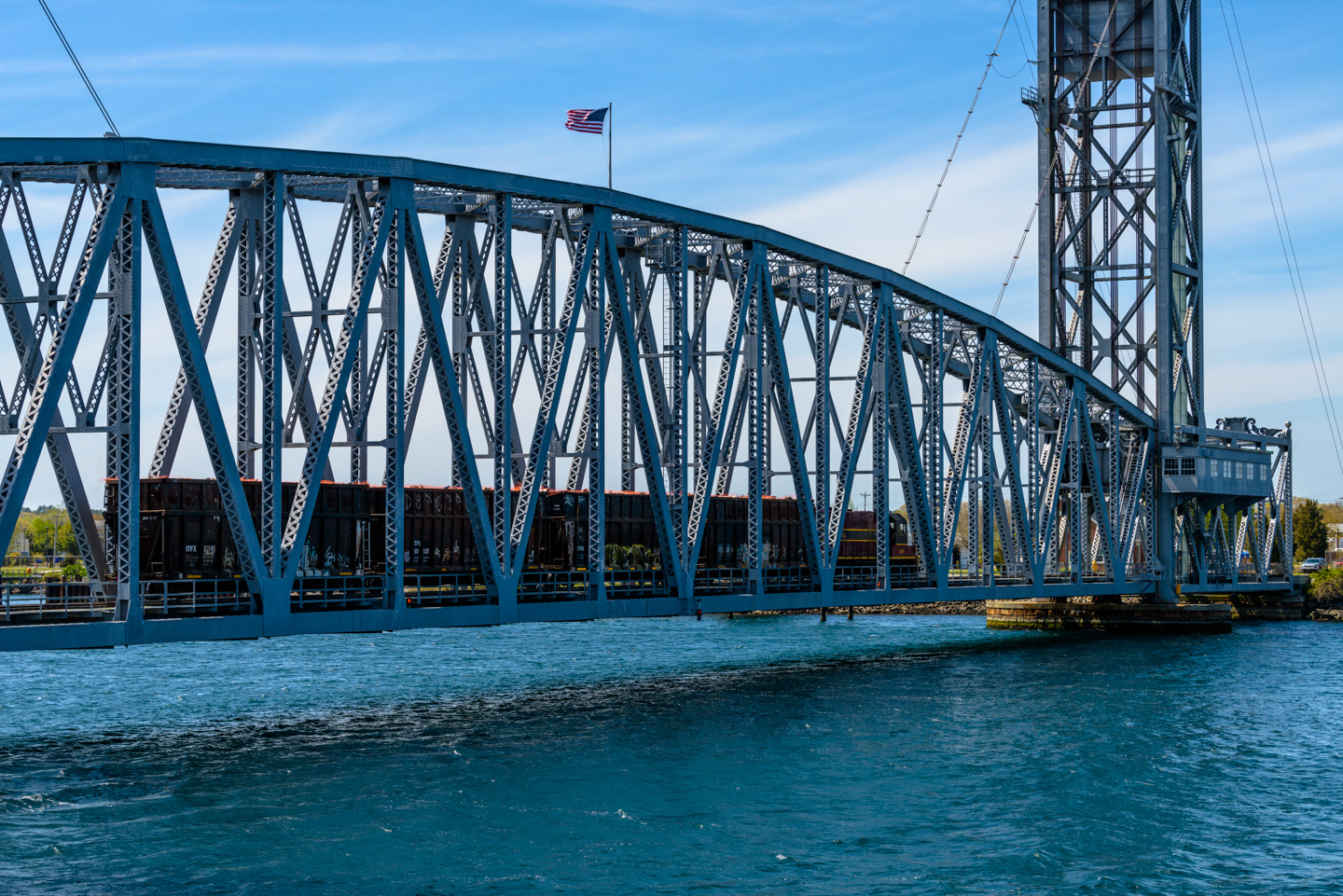 A train crossing the Cape Cod Canal