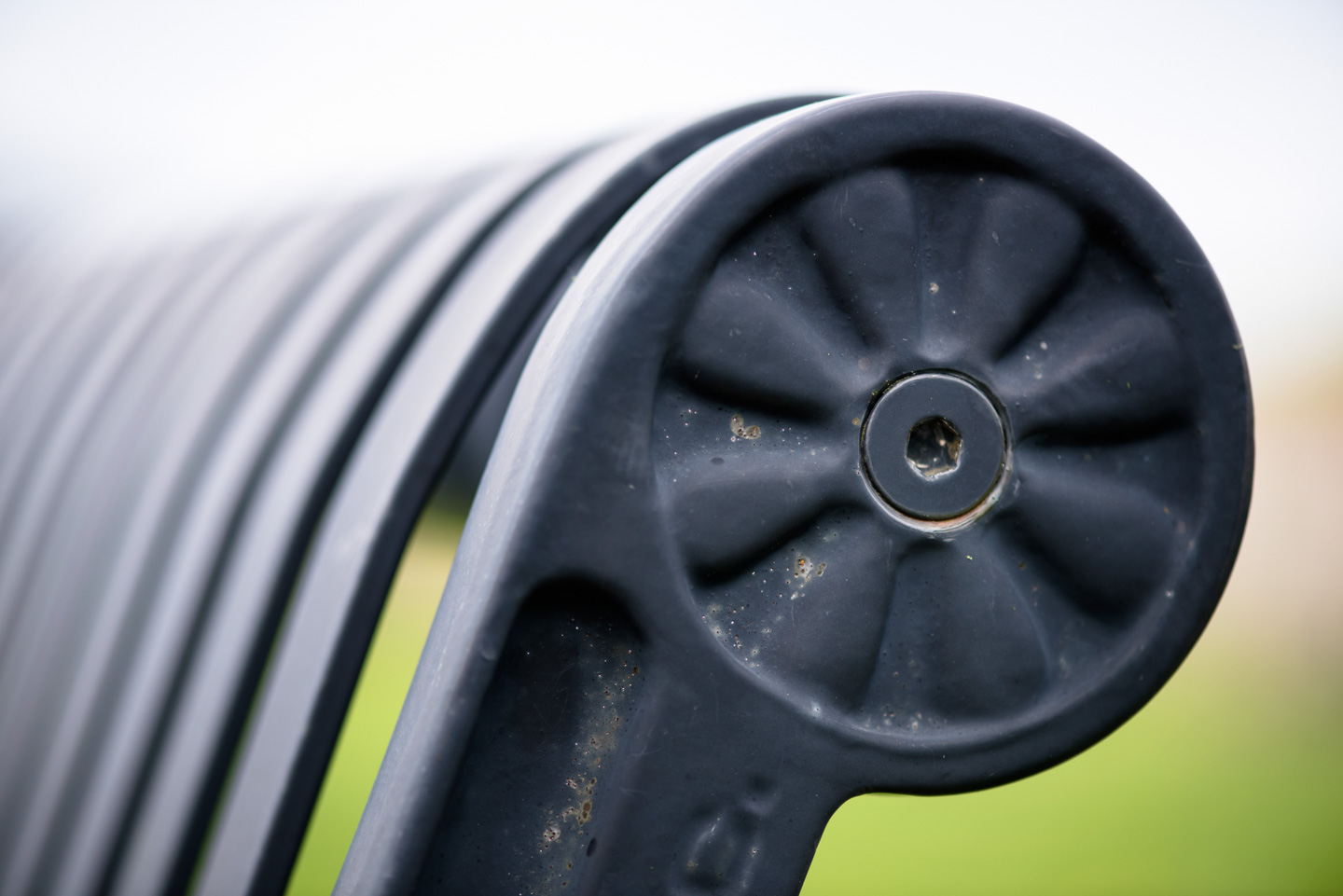 Decorative end of a park bench