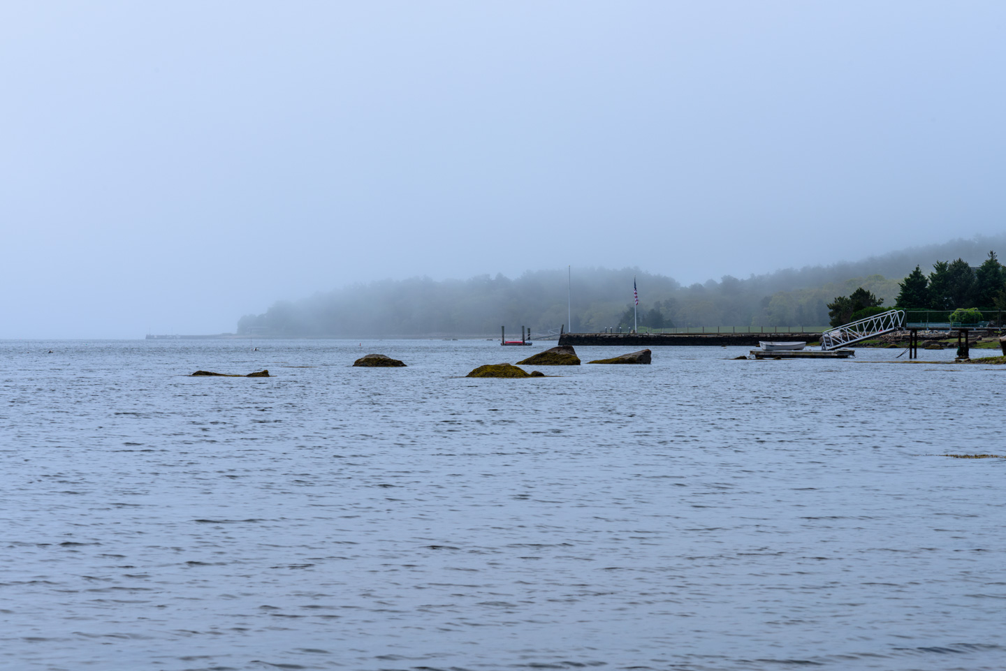 A peaceful Weweantic River with some docks