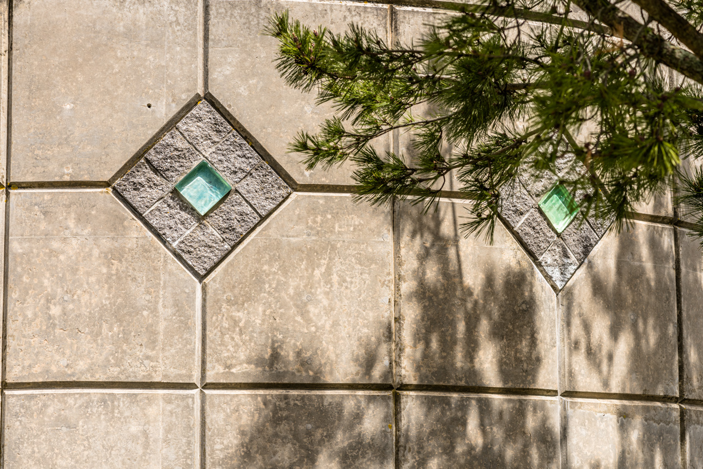 Glass decoration on a building in Fort Taber Park, New Bedford, Massachusetts