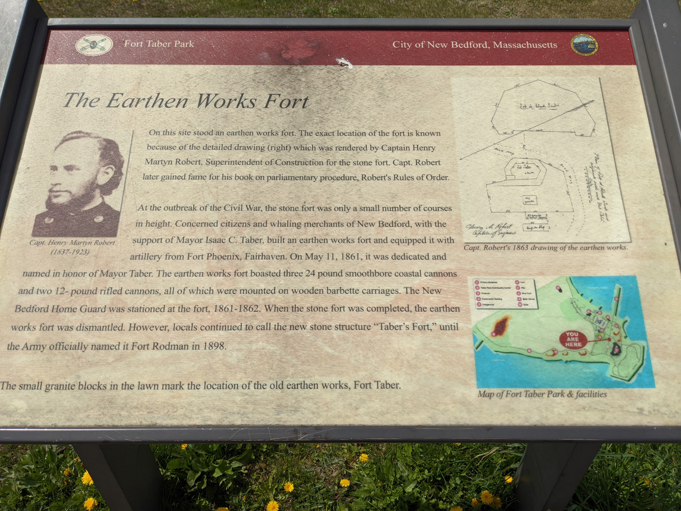 Information sign at Fort Taber Park that talks about Roberts Rules of Order